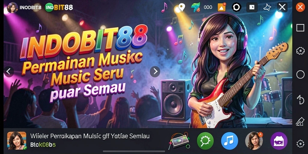 Tampilan gameplay INDOBIT88 yang menarik dengan fitur musik interaktif.