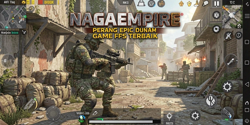 Menampilkan gameplay seru dalam pertempuran FPS.