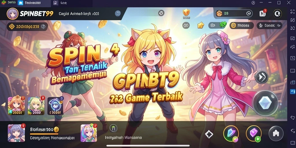Tampilan utama gameplay SPINBET99 dengan karakter Anime yang memukau.