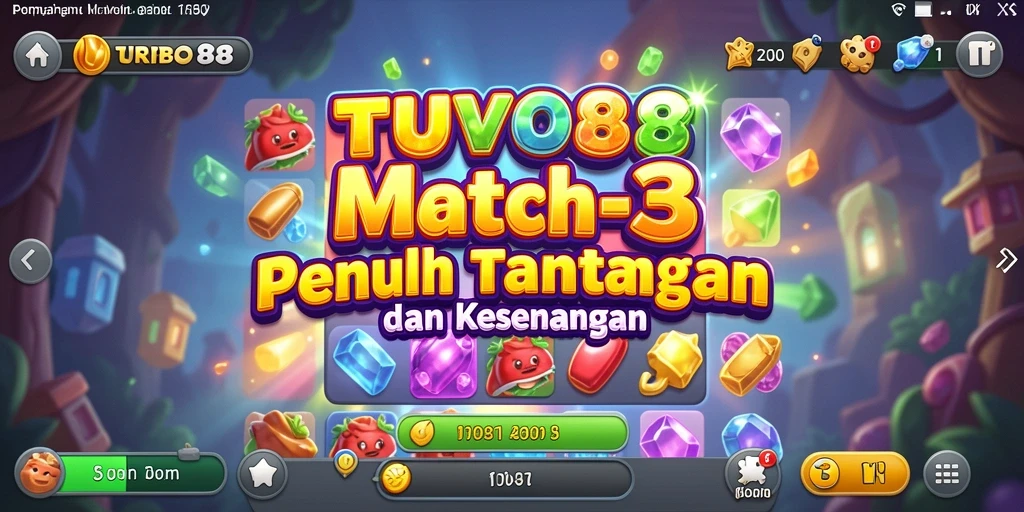 Tampilan gameplay seru dari TURBO88 saat mencocokkan permata.